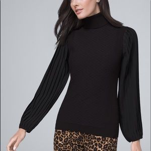 White House Black Market Pleated Sleeve Turtleneck